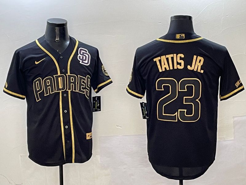 Men San Diego Padres #23 Tatis jr Black Gold Game 2025 Nike MLB Jersey style 12